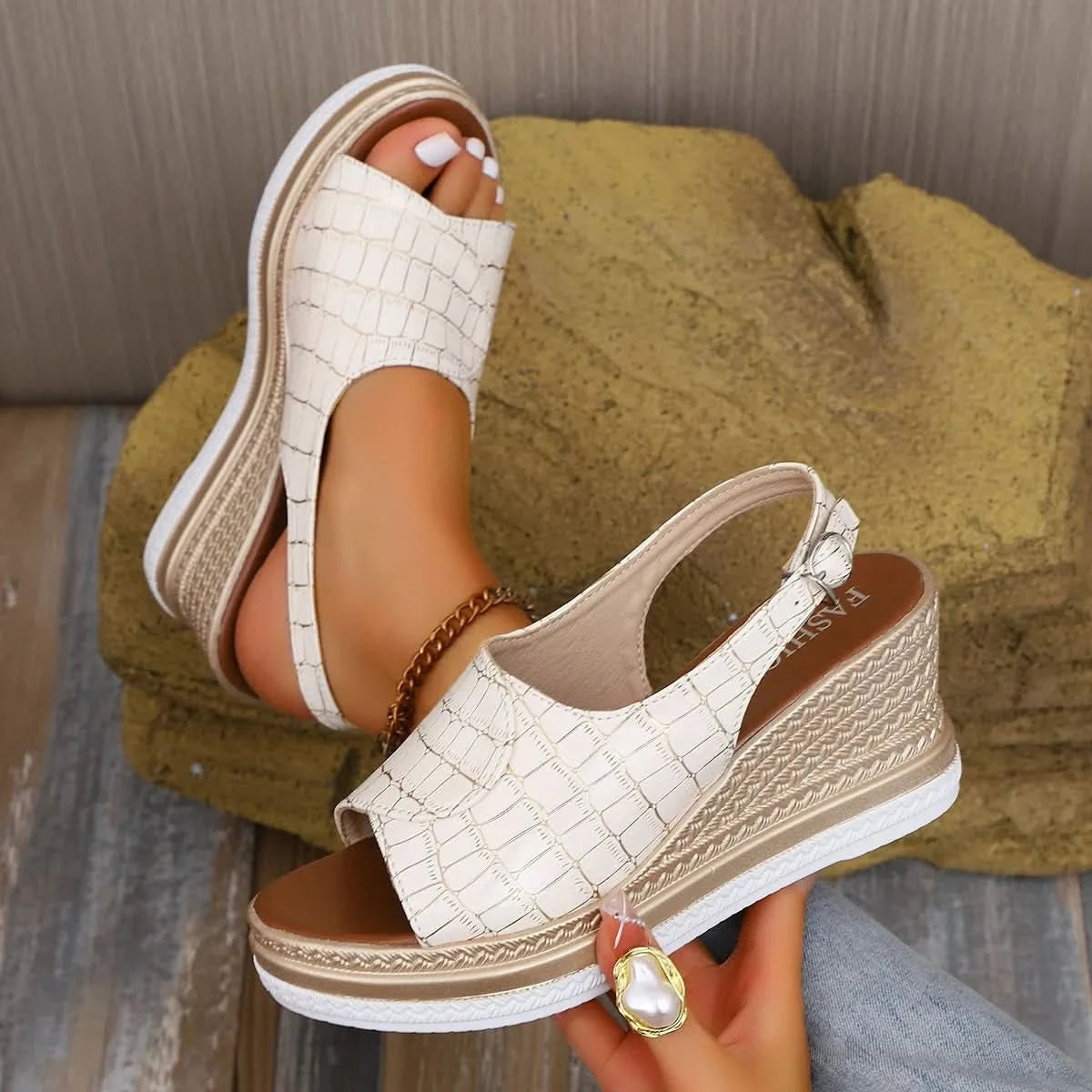 Open Toe Wedge Slingback Sandals