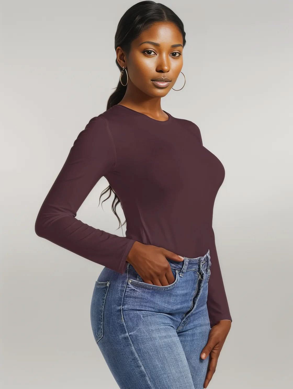 Round Neck Long Sleeve Bodysuit