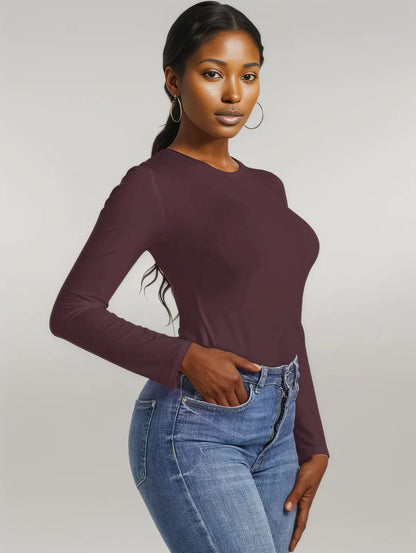 Round Neck Long Sleeve Bodysuit