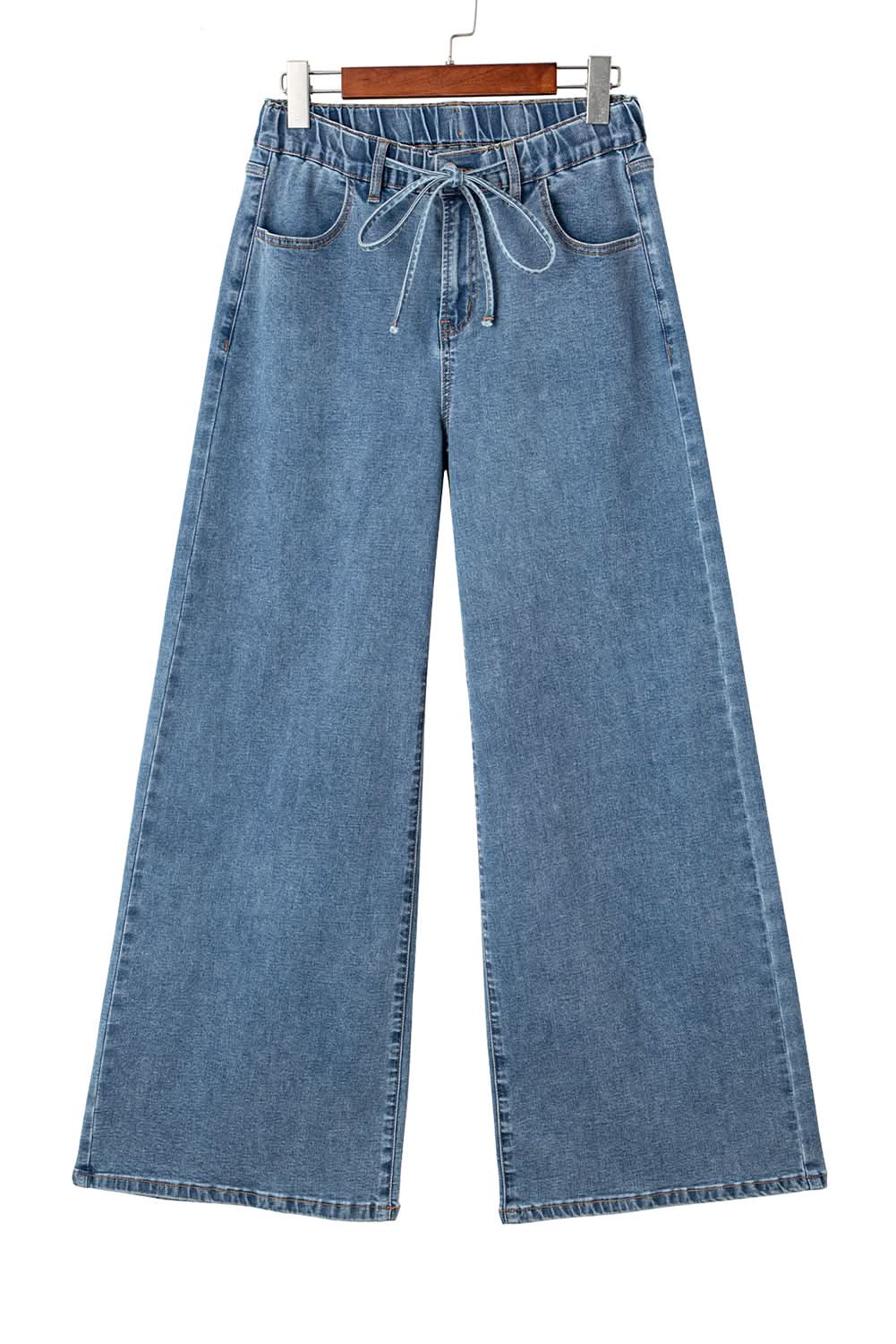 Dusk Blue Medium Wash Super Wide Leg Denim Pants Dusk Blue