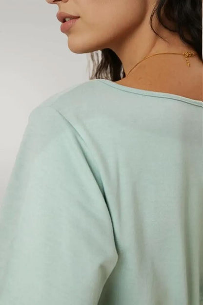 Boat Neck Lantern Sleeve Blouse