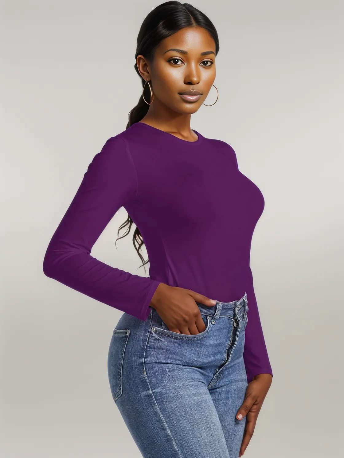 Round Neck Long Sleeve Bodysuit