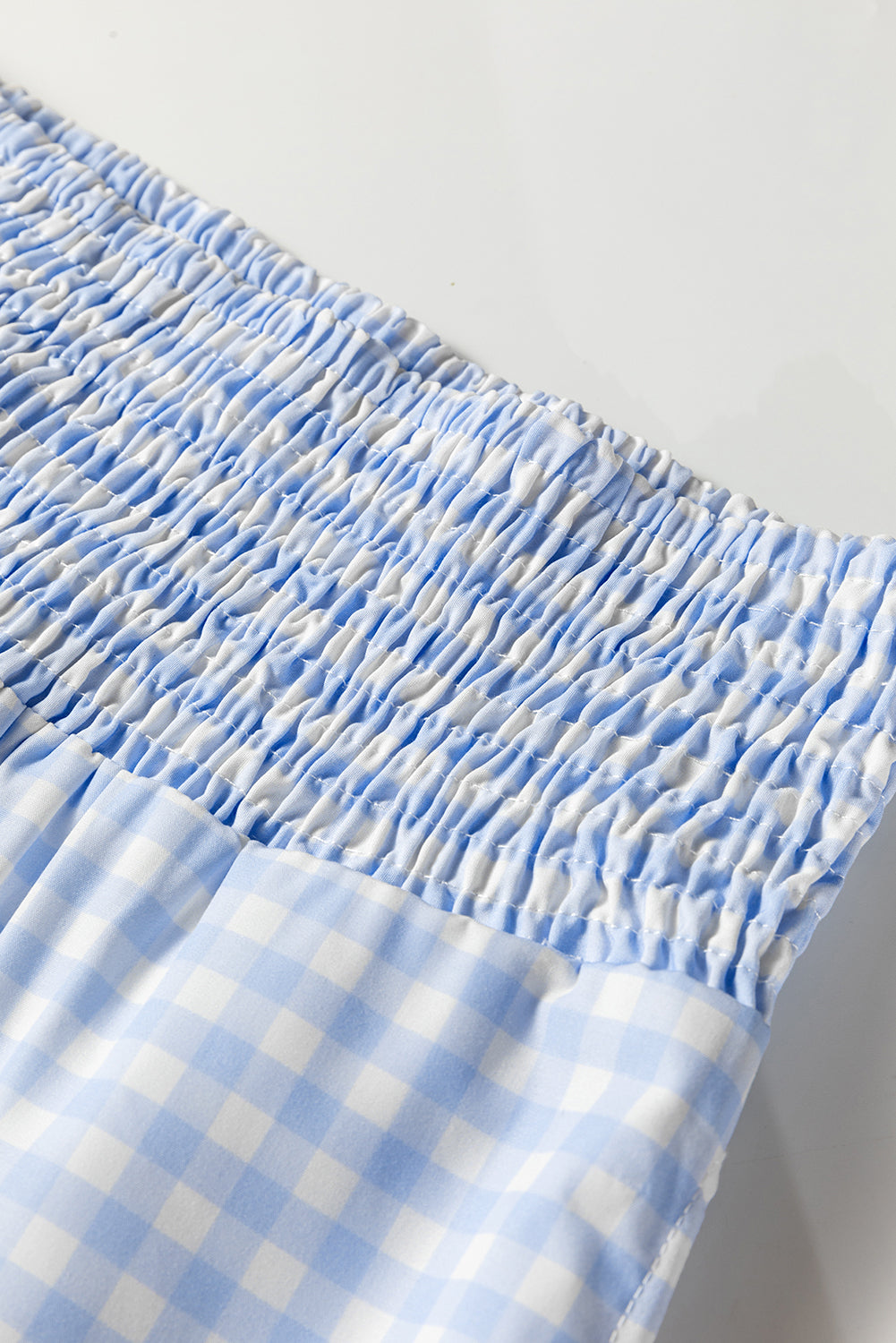 Myosotis Plaid Print Smocked High Waist Womens Loose Pants