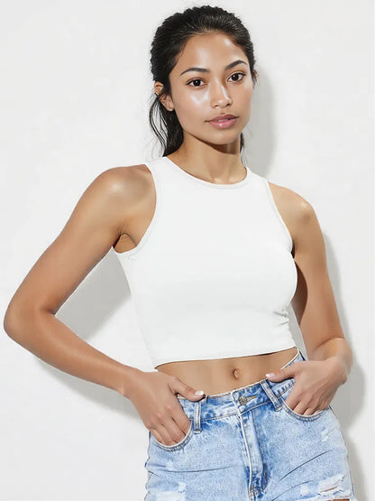 Round Neck Cropped Tank