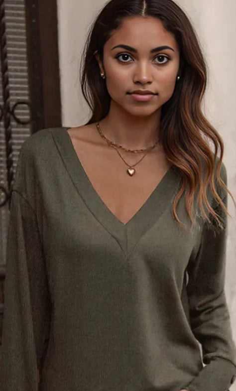 V-Neck Long Sleeve T-Shirt