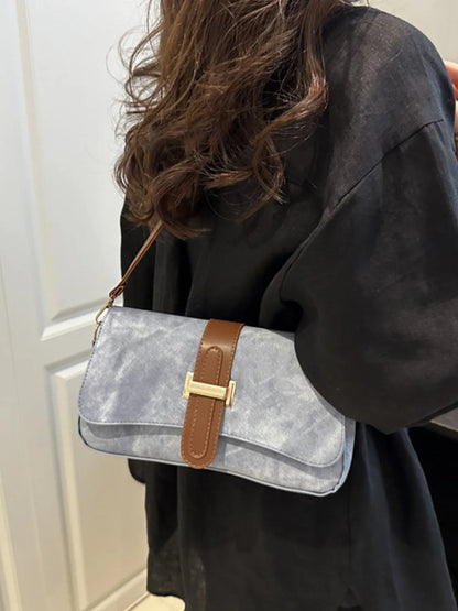 Leather Buckle Strap Crossbody Bag