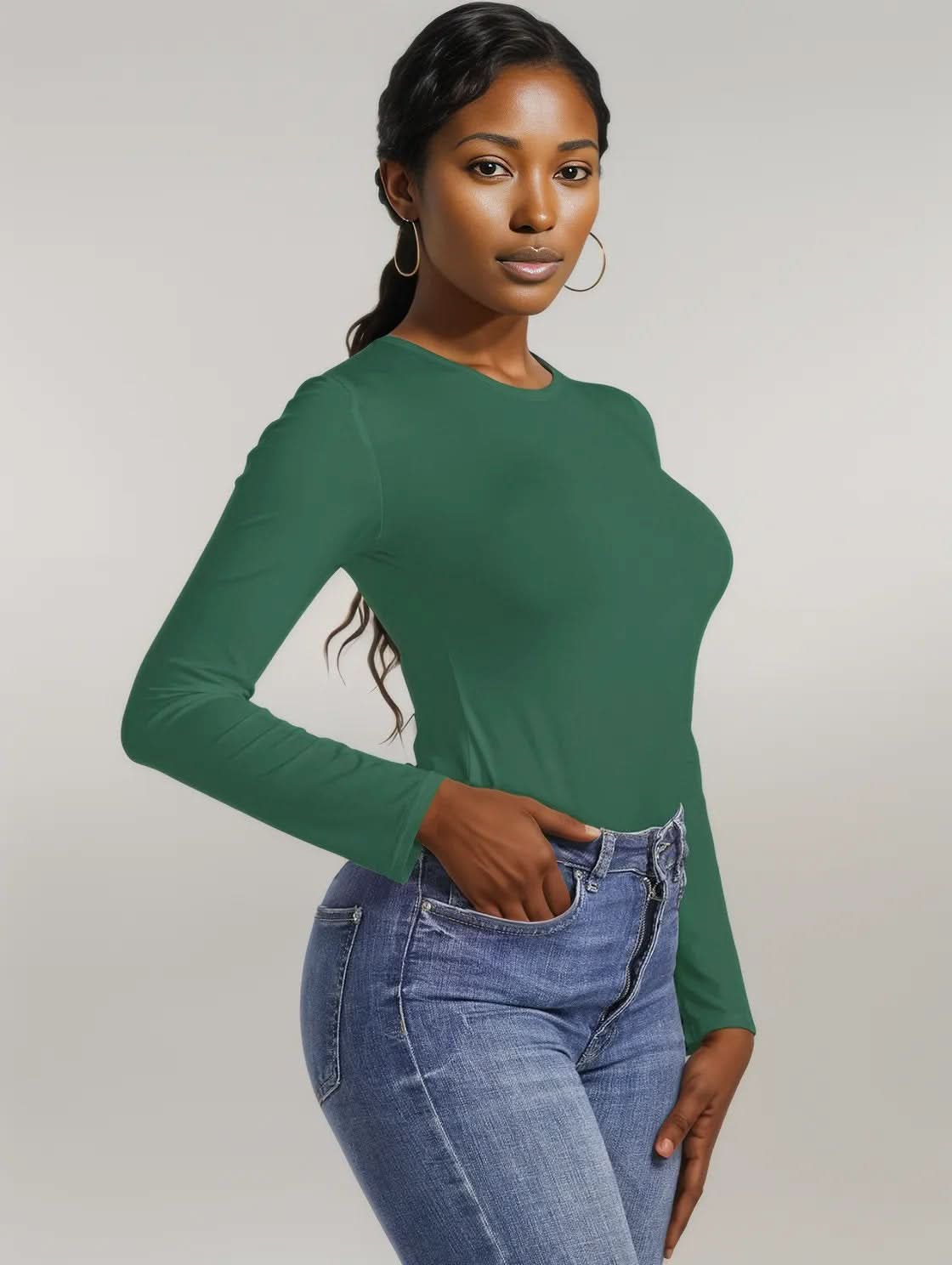 Round Neck Long Sleeve Bodysuit