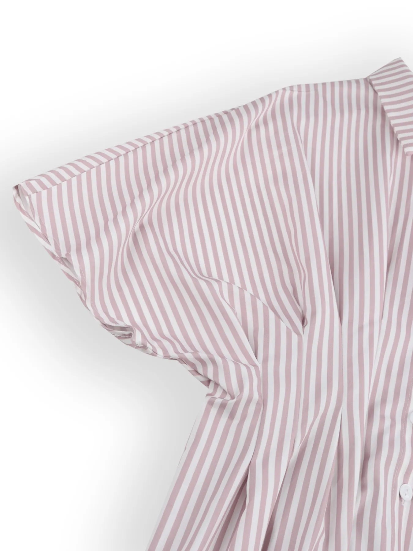 Striped Short Sleeve Button-Up Shirt Blush Pink
