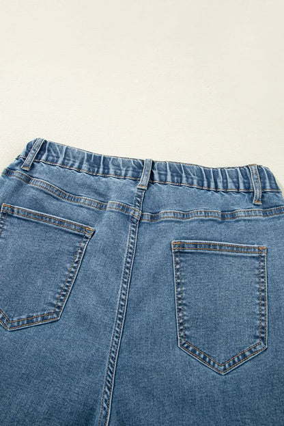 Dusk Blue Medium Wash Super Wide Leg Denim Pants Dusk Blue