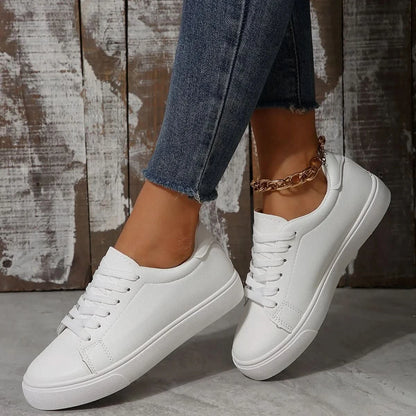 Round Toe Platform Sneakers White