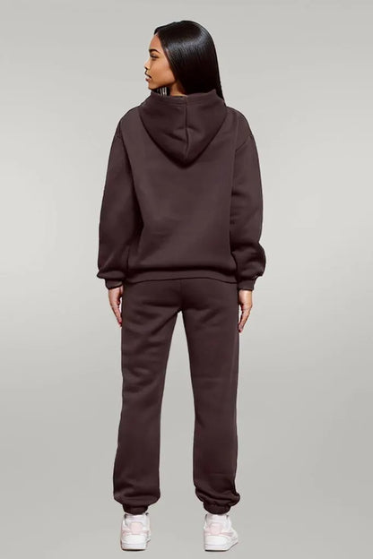 Drop Shoulder Long Sleeve Hoodie and Pants Set