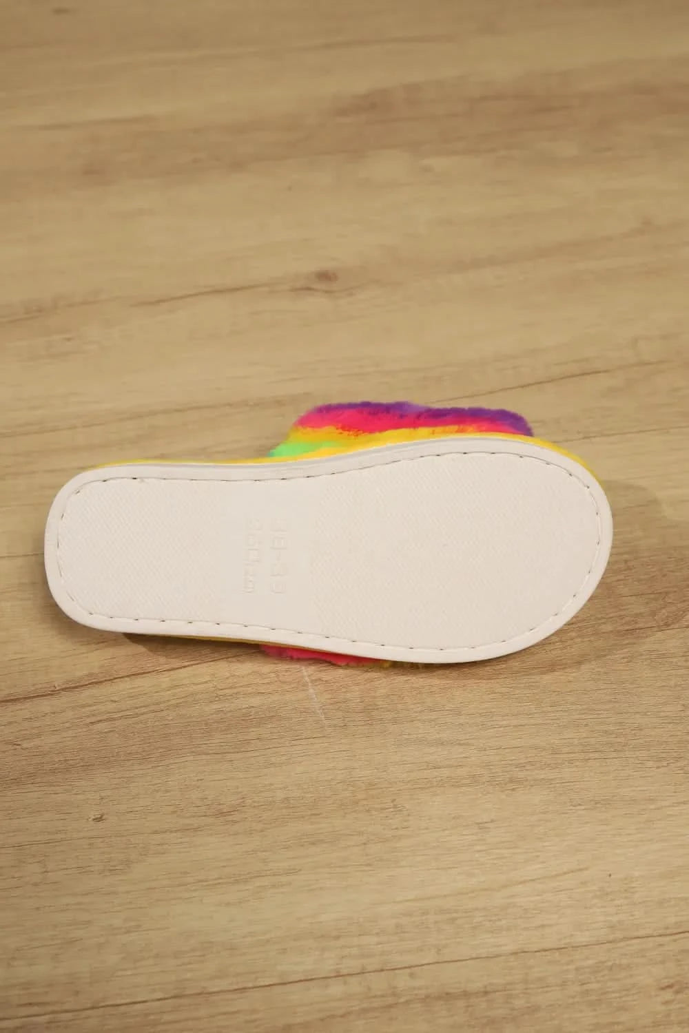 Color Block Open Toe Faux Fur PVC Slippers Yellow Multicolor