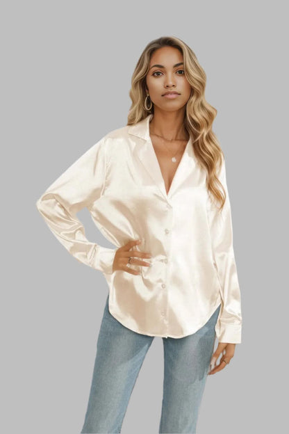 Lapel Collar Button Up Long Sleeve Shirt