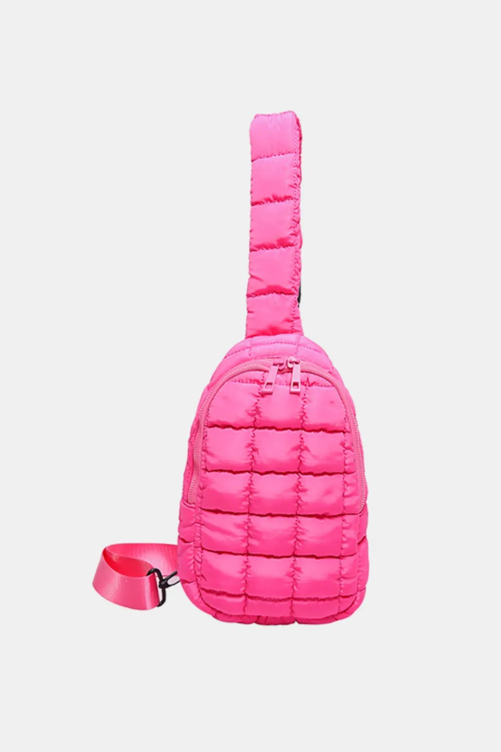 Quilted Nylon Crossbody Bag Hot Pink One Size