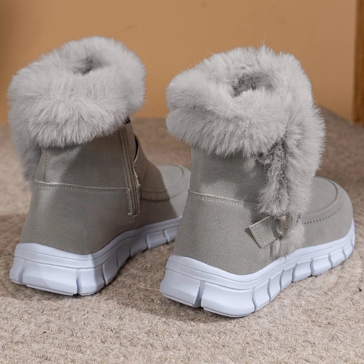 Round Toe Platform Buckle Boots