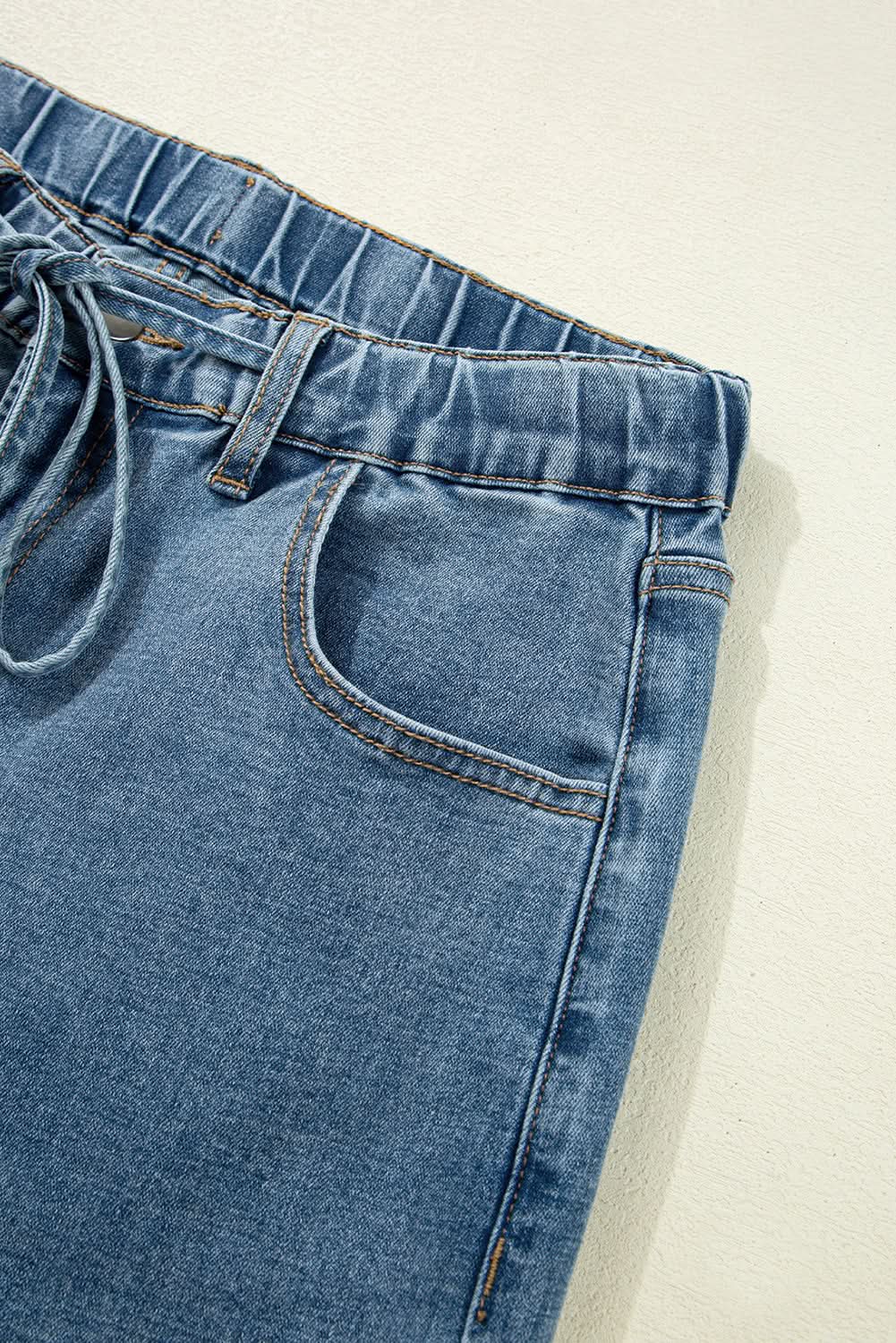 Dusk Blue Medium Wash Super Wide Leg Denim Pants Dusk Blue