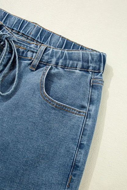 Dusk Blue Medium Wash Super Wide Leg Denim Pants Dusk Blue