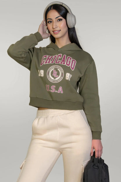 Graphic Drop Shoulder Pull Over Hoodie