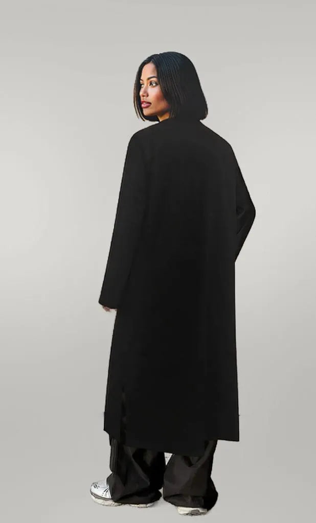 Lapel Collar Button-Front Longline Coat