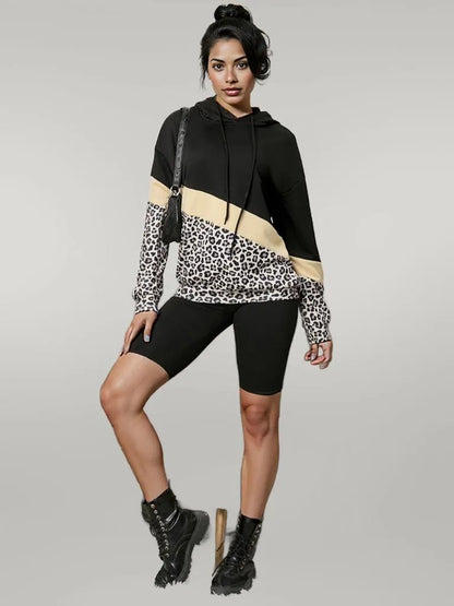 Leopard Color Block Hoodie