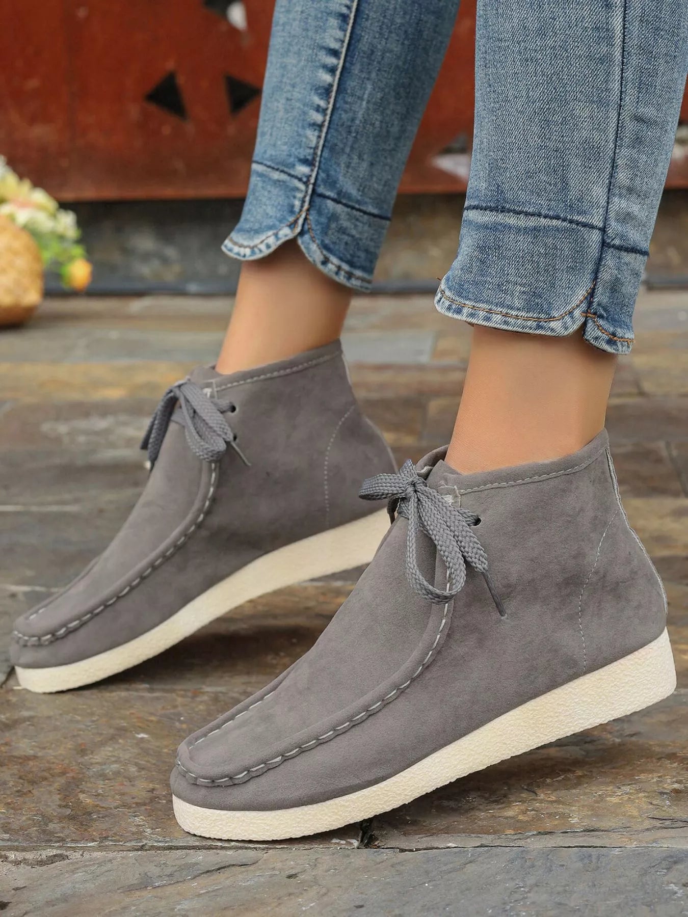 Lace Up Wedge Ankle Boots
