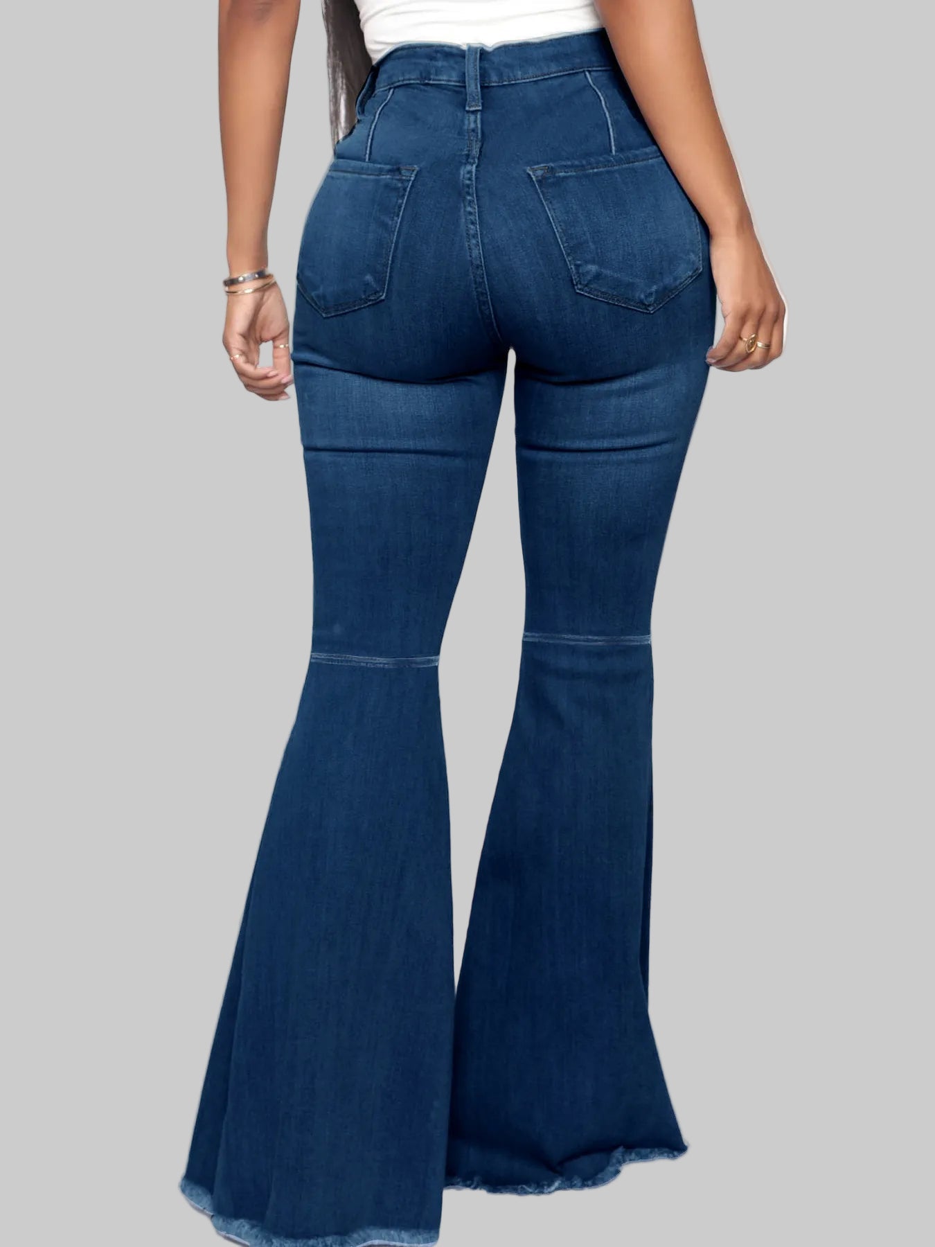 Full Size High-Waisted Raw Hem Flare Jeans