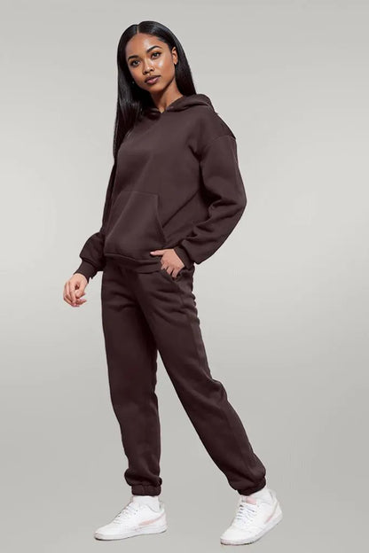 Drop Shoulder Long Sleeve Hoodie and Pants Set