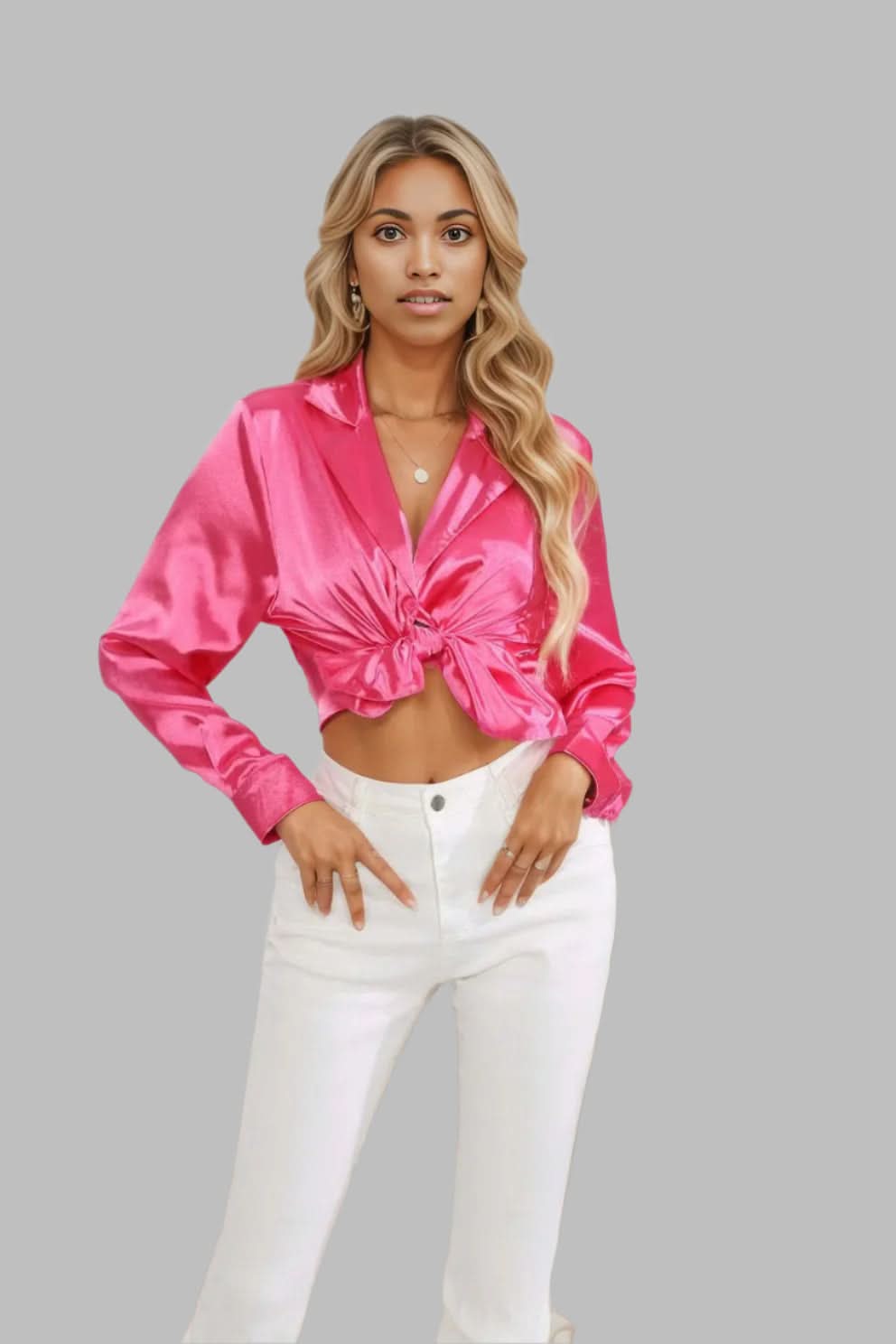 Lapel Collar Button Up Long Sleeve Shirt