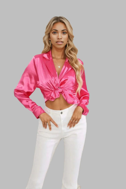 Lapel Collar Button Up Long Sleeve Shirt
