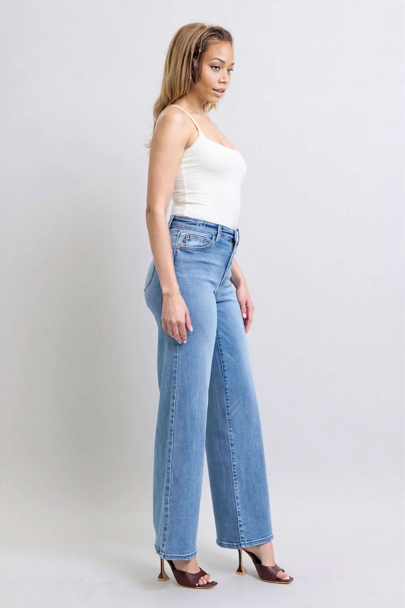 Judy Blue Full Size Wide Leg Jeans with Pockets Medium
