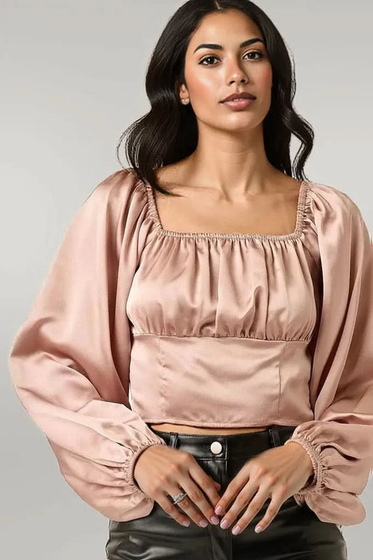Mittoshop Satin Square Neck Blouse