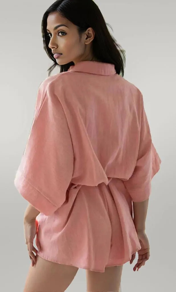 Collared Neck Half Sleeve Romper