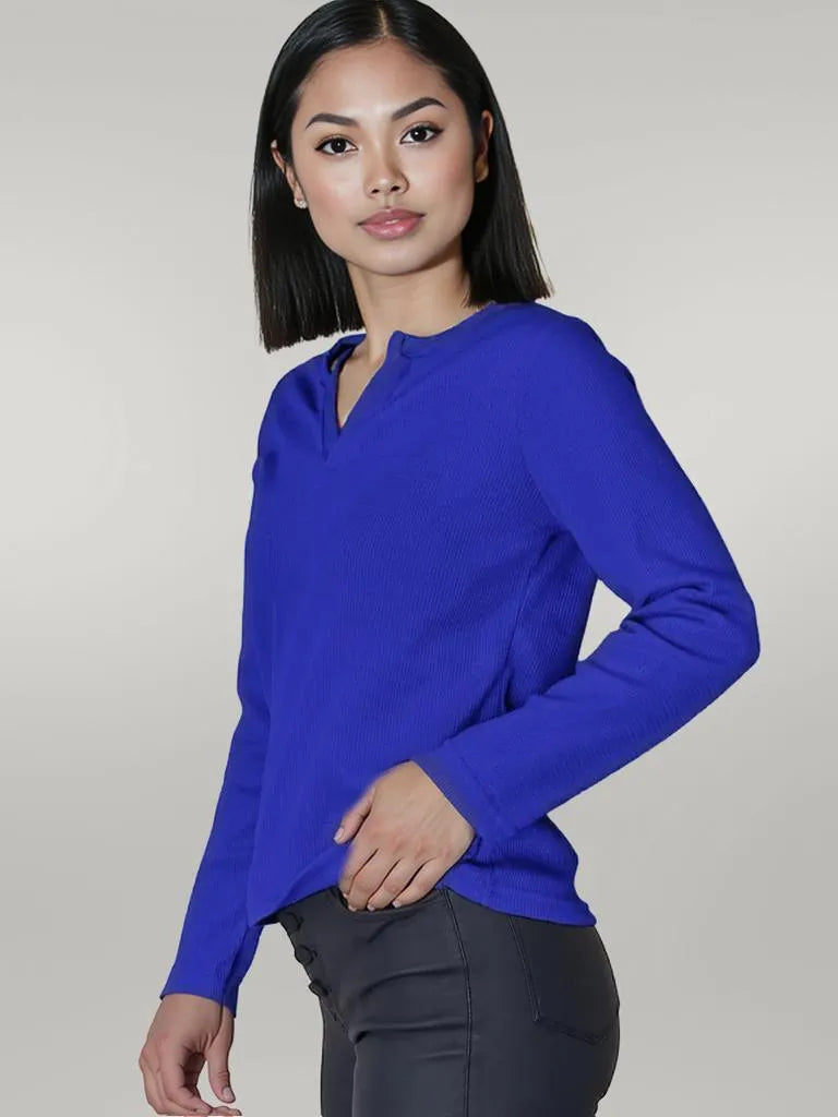 Notched Long Sleeve T-Shirt