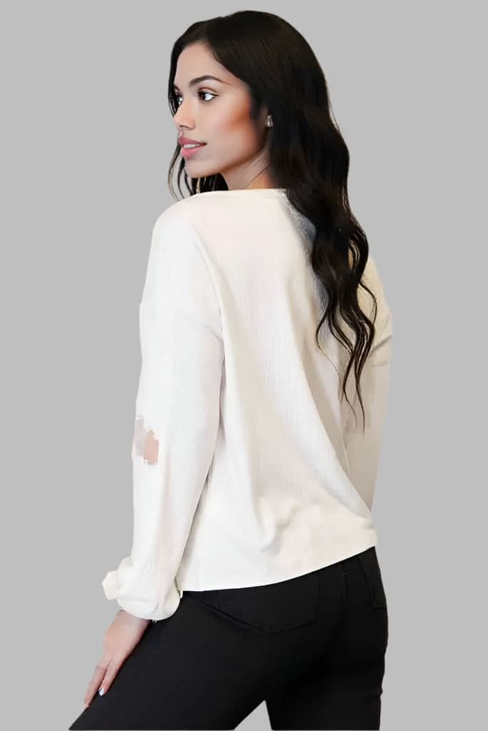 Double Take V-Neck Dropped Shoulder Blouse White