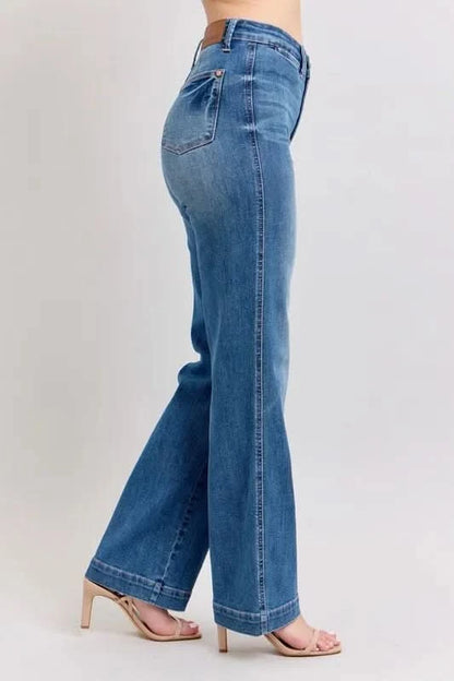 Judy Blue Full Size High Waist Contrast Thread Straight