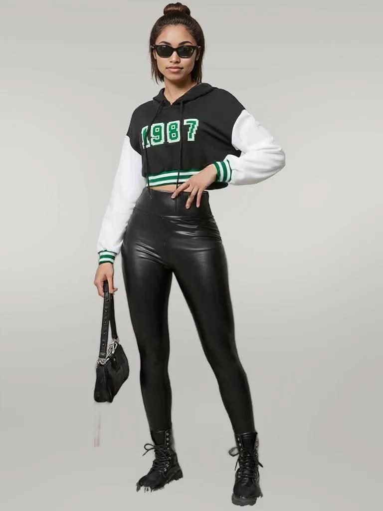 1987 Graphic Cropped Hoodie