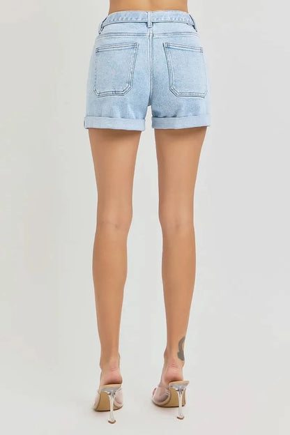RISEN Full Size High Rise Belted Roll Up Shorts