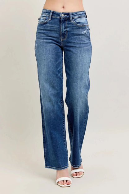 Judy Blue Full Size High Waist 90's Straight Leg Jeans DK