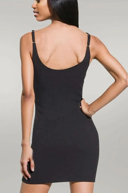 Zenana Ponte Spaghetti Strap Bodycon Mini Dress