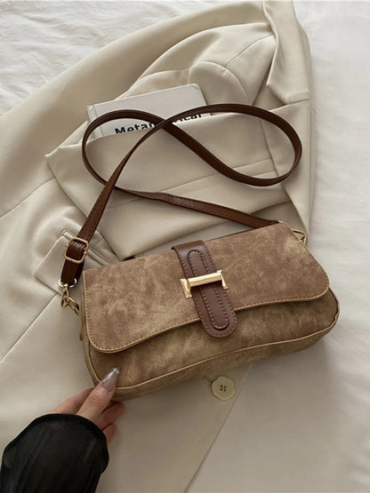 Leather Buckle Strap Crossbody Bag