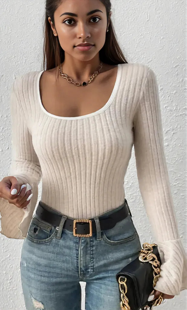 Scoop Neck Long Sleeve T-Shirt