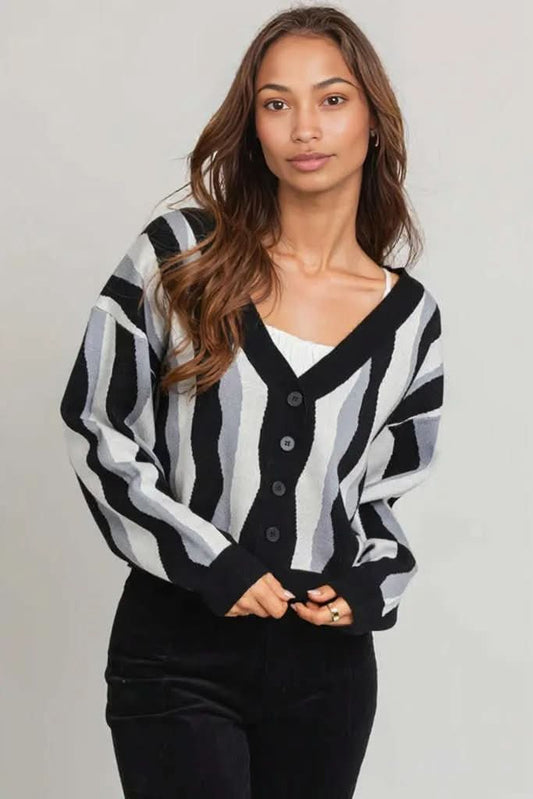 Swirl Print Long Sleeve Sweater Cardigan
