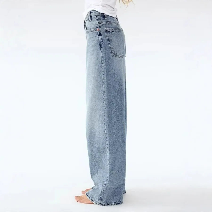 Y2K High Waist Denim Pants Irregular Hemline