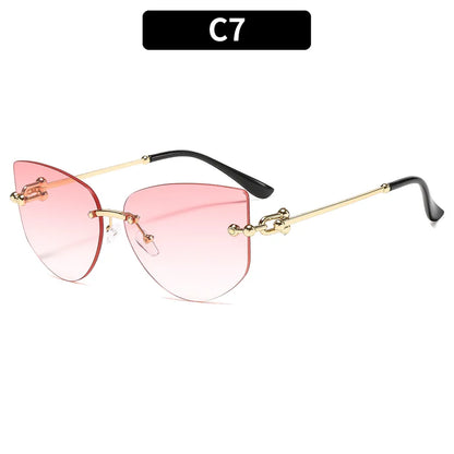 Cat Eye Style Sun Glasses C7-gold Frame Gradient Powder Tablets