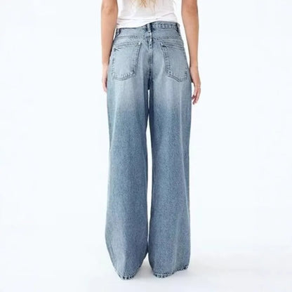 Y2K High Waist Denim Pants Irregular Hemline