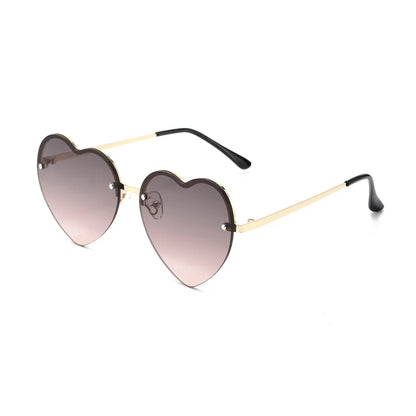 Heart-Shaped Half-Rim Metal Sunglasses Kh Love-Grey powder
