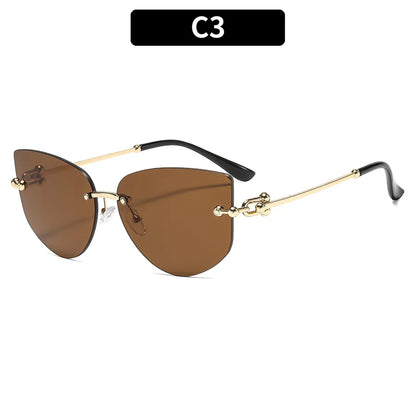 Cat Eye Style Sun Glasses C3-Gold Frame Dark Tea Tablets