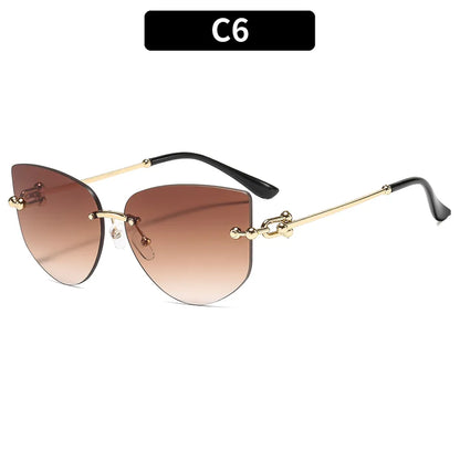 Cat Eye Style Sun Glasses C6-Gold Frame Gradually Dried